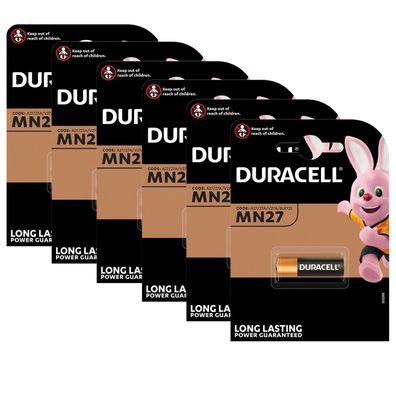 6x Duracell Batterie MN27 A27 LR27A GP27 L828 12V 18mAh ø 8x28mm