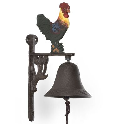 Moritz Türglocke Glocke Hahn Huhn bunter Kopf Bauernhof Wandglocke Gartendeko Gusseis