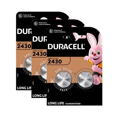 3x Duracell Knopfzelle Lithium CR2430 3V Batterien 2er Blister CR 2430
