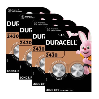 4x Duracell Knopfzelle Lithium CR2430 3V Batterien 2er Blister CR 2430
