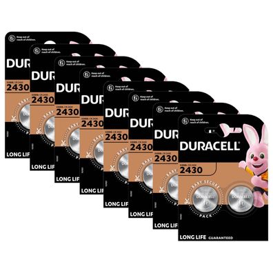 8x Duracell Knopfzelle Lithium CR2430 3V Batterien 2er Blister CR 2430