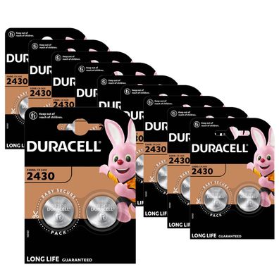 10x Duracell Knopfzelle Lithium CR2430 3V Batterien 2er Blister CR 2430