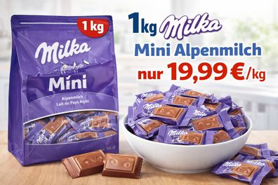 1kg Milka Alpenmilch Mini Schokolade Snack Pack einzeln verpackt
