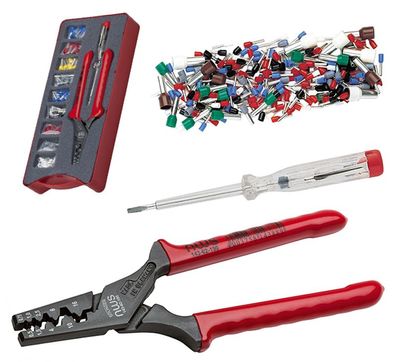 Aderendhülsen-Presszangen-Sortiment, isoliert, inkl. Spannungsprüfer, NWS 143-BIS