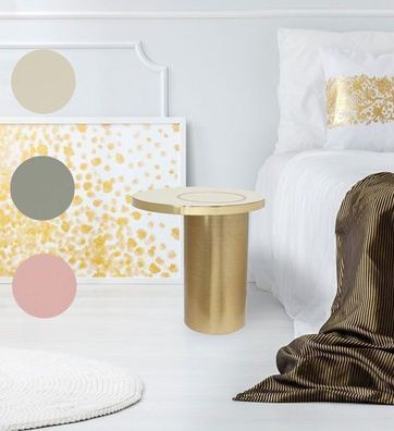 Beistelltisch Art Deco Tisch Couchtisch Gold Abstelltisch Blumentisch rund Metall