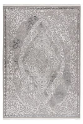 Teppich Höhe 11 mm Kurzflorteppich rechteckig Silber Wohnzimmer 4 Größen