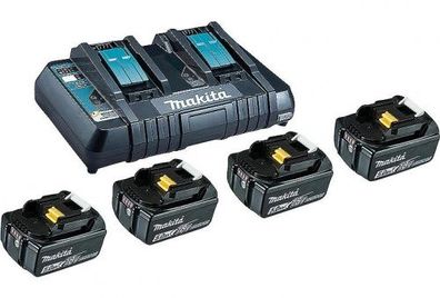 Makita Akku-Set 199483-0 18V 4x5,0 Ah Li-Ion Akkus 197280-8 Doppelladegerät 199483-0