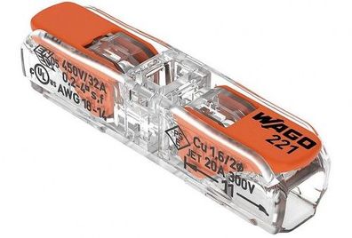 Wago Durchgangsverbinder mit Hebel 221-2411 max. 4 mm² Deckelfarbe transparent VPE60