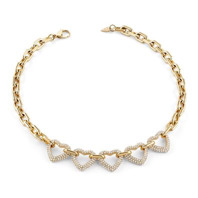 Guess Schmuck Damen-Kette Multi Pavé Herzen Goldfarben JUBN06010JWYGT/U