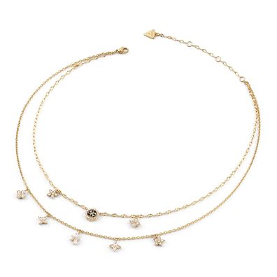 Guess Schmuck Damen-Kette zweireihig Flowers Goldfarben JUBN06028JWYGT/U