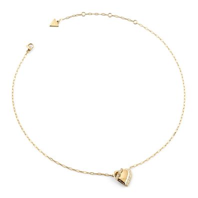 Guess Schmuck Damen-Kette T-Verschluss Herz Kristalle Goldfarben JUBN06073JWYGT/U