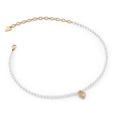 Guess Schmuck Damen-Perlenkette Herz Choker Goldfarben JUBN06090JWYGT/U