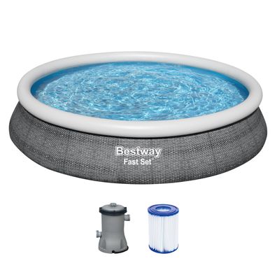 Fast Set™ Aufstellpool-Set mit Filterpumpe Ø 457 x 84 cm, Rattan-Optik (Schiefergr