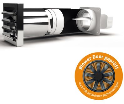 Flachkanal 222x89mm Mauerkasten 35-68cm Blower-Door Thermozone Rückstauklappe