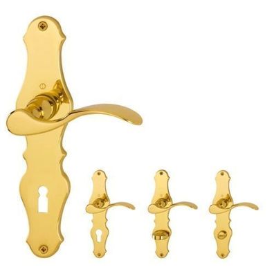 Hoppe Türdrücker Weimar Langschildgarnitur Messing poliert Griff Klinke