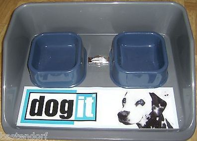 D73400 Dinnertablett mit Näpfen für Hund + Katze grau/ schattenblau