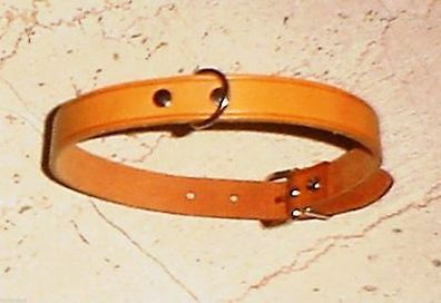 D1003 Hunde Halsband Leder natur, ohne Nieten, Länge ca. 480, Breite ca. 18 mm