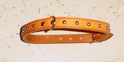 D1005 Hunde Flachnieten Halsband Leder natur, Länge ca. 480mm, Breite ca .17mm