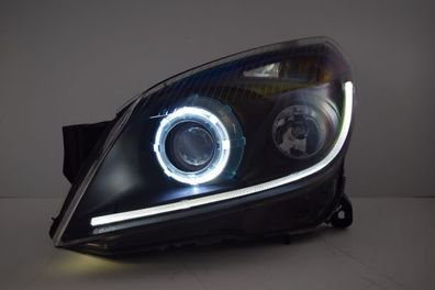 Scheinwerfer m. LED Lichtringen passend für Opel Astra H, schwarz, D2S