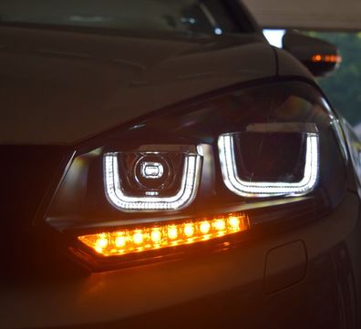 Scheinwerfer passend für VW Golf 6 , U-DRL+LLB in schwarz, LHD