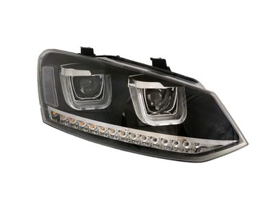 Scheinwerfer passend für VW Polo 6R/6C, schwarz m. LED-Blinker (nicht HID)