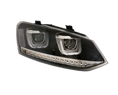 Scheinwerfer passend für VW Polo 6R/6C schwarz m. Lauflicht-Blinker (nicht HID)