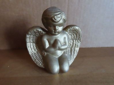 Figur Engel kniet betet goldfarben Keramik ca. 7,9 cm H