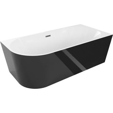 Mexen Mia freistehende Badewanne 150x75 cm weiß/schwarz, Gun Metal Ablauf