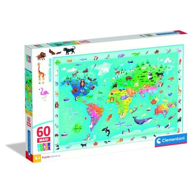 Tiere Wildlife Karte 60-teiliges Maxi-Puzzle Clementoni