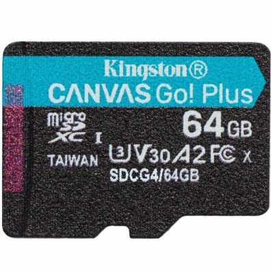 SD MicroSD Card, 64GB Kingston SDXC Canvas Go Plus retail