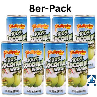 8er-Pack Philippine Brand Kokoswasser 250ml (inkl. 2€ EINWEG-Pfand)