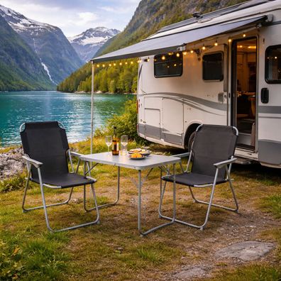 3tlg Outdoormöbel Campingmöbel Aluminium Campingtisch Campingstuhl L70xB50xH59cm