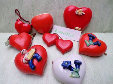 Porzellan Wandvasen Herzen rot Ilmenau ua Kleeblatt Enzian Matrose Blumen