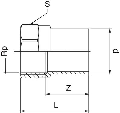 Frabo Einsteckstück mit I Gewinde Rotguss 1/2 - 2" 12-54 mm