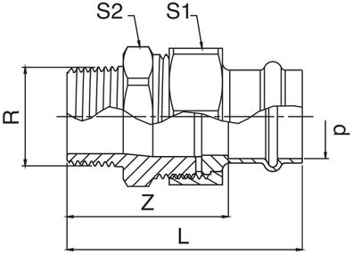 Frabo Rohrverschraubung I/A aus Rotguss flachdichtend 1/2 - 2" 12 - 54 mm