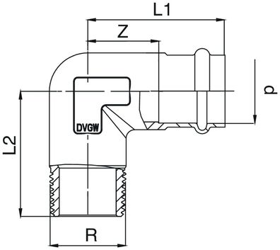 Frabo Winkel 90° aus Rotguss I/A 1/2-2" 12-54mm