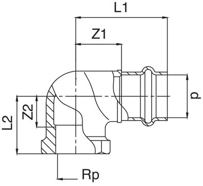 Frabo Winkel 90° aus Rotguss I/I 1/2-2" 12-54mm