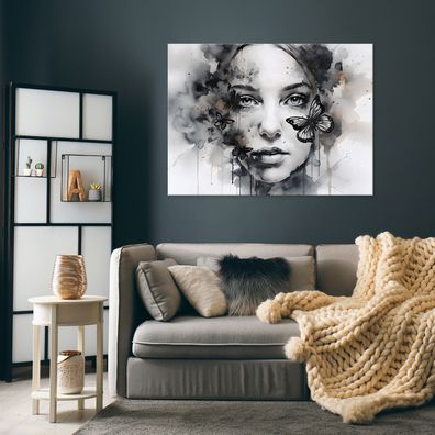 Leinwandbild Aquarell Frau Gesicht Leinwand Bilder Wanddeko Wohnzimmer Schlafzimmer