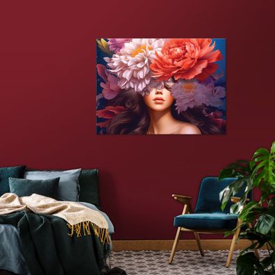Leinwandbild Natur Blumen Frau Leinwand Bilder Wanddeko Wohnzimmer Schlafzimmer
