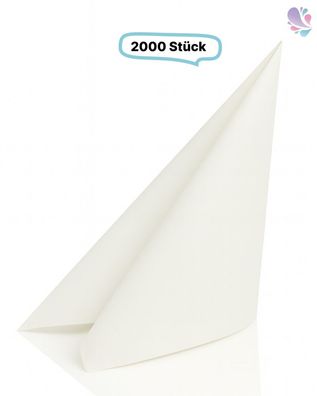 Servietten Weiß 33 x 33 cm - 2.000 Stück, 2-lagig, 1/8-Falz