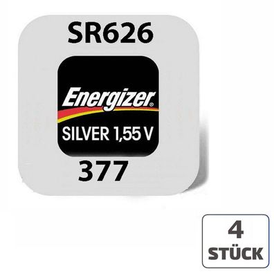 4x Energizer 377 Uhrenbatterien 1,55 V SR626 SR66 AG4 LR626 RW329 Knopfzelle