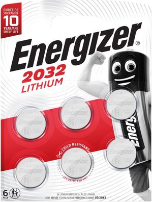 Energizer Knopfzelle CR 2032 3V 6er Blister 240mAh Lithium CR2032
