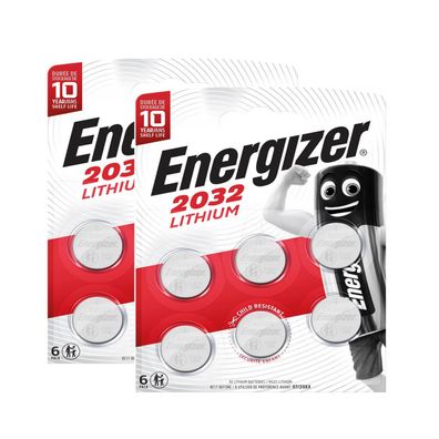 2x Energizer Knopfzelle CR 2032 3V 6er Blister 240mAh Lithium CR2032