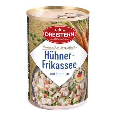 Dreistern Hühnerfrikassee mit Gemüse 400g Ringpull-Dose / Original Konserve Snack