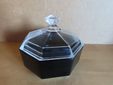 kleines Schälchen Glas 8eckig schwarz mit klarem Deckel Arcoroc