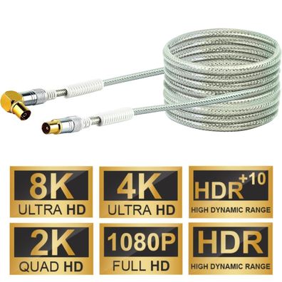 Schwaiger 15m 90° gewinkelt IEC Antennen-Kabel 110db TV Koaxial-Kabel Koax-Kabel