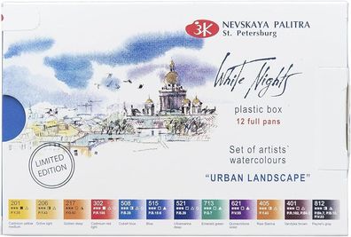 WHITE NIGHTS™ Künstler-Aquarellfarben Set Urban Landscape – 12 Näpfchen Limited Editi