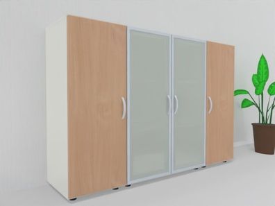 Büro Schrankwand MA3 Mega 3 Ordnerhöhen Aktenschrank Kombischrank 3-teilig