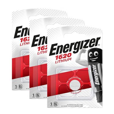 3x Energizer CR 1620 3V Lithium Batterie Knopfzelle CR1620 81mAh im Blister