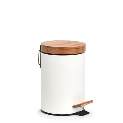 Zeller Present Kosmetikeimer, 3 ltr., Metall/Bambus, weiß,